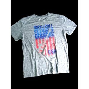 Rock & Roll USA Graphic T-Shirt XXL Gray Cotton Blend Short Sleeve